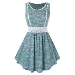 

Plus Size Lace Insert Sleeveless T Shirt, Sea green
