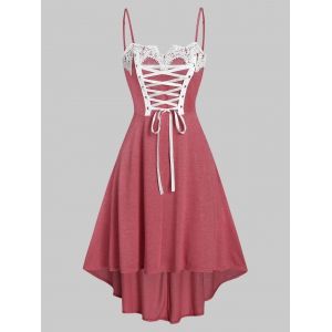 

Lace Up Cami High Low Dress, Red