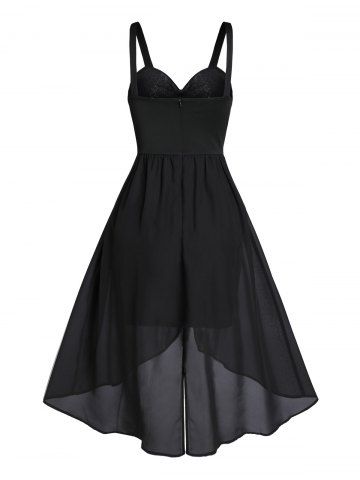 

Sequin Insert Heart Pattern Layered Chiffon Prom Dress, Black