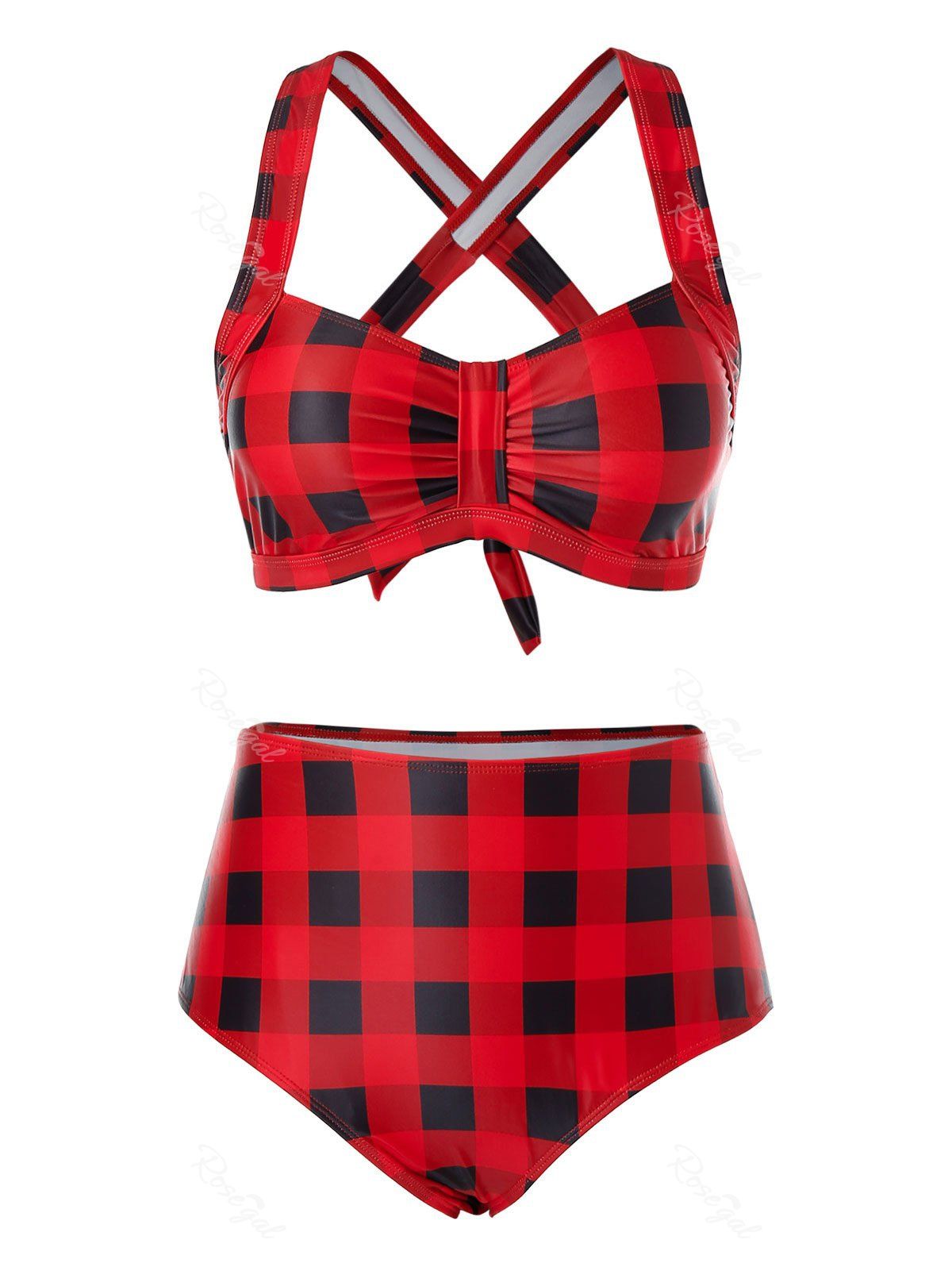 red plaid swimsuit