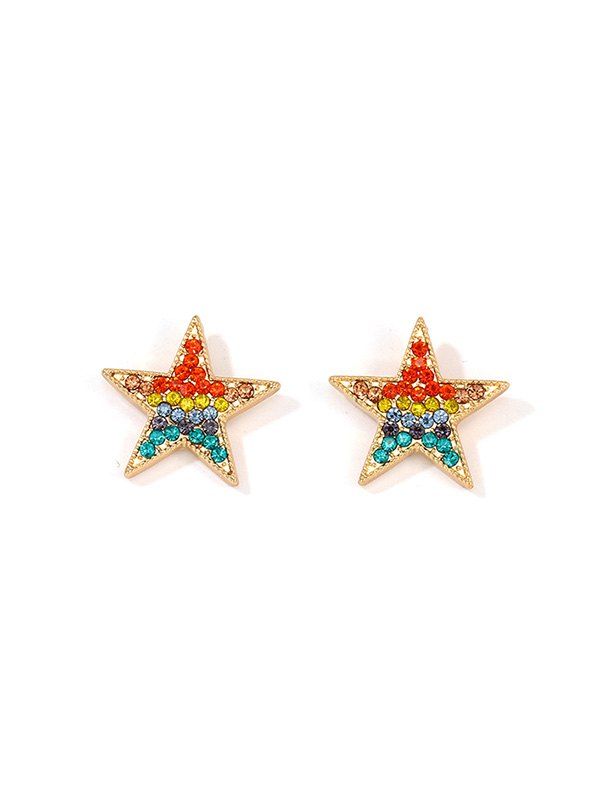 

Rainbow Color Rhinestone Star Stud Earrings, Multi