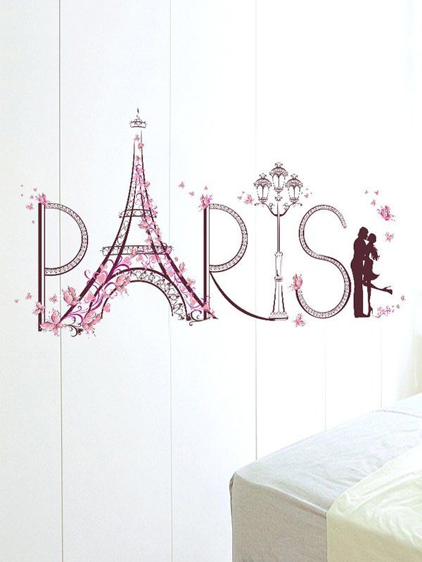 

Valentines Day Paris Couple Print Decorative Wall Art Stickers, Multi