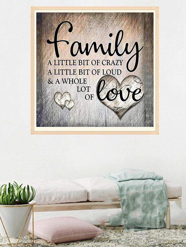 

Family Love Heart Unframed DIY Rhinestone Painting, Camel brown