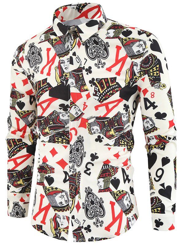 

Playing Card Print Long-sleeved Shirt, Multi