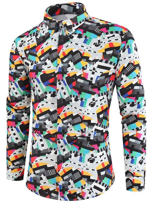 40 Off Geometric Pattern Button Down Casual Shirt Rosegal
