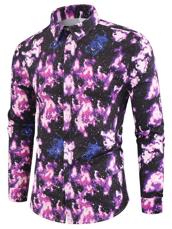 

Galaxy Print Long Sleeves Shirt, Multi