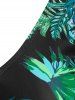 Leaf Print Plunging Skirted Tankini Swimwear -  