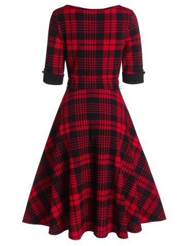 

Retro Plaid Pin Up Dress, Multi-a