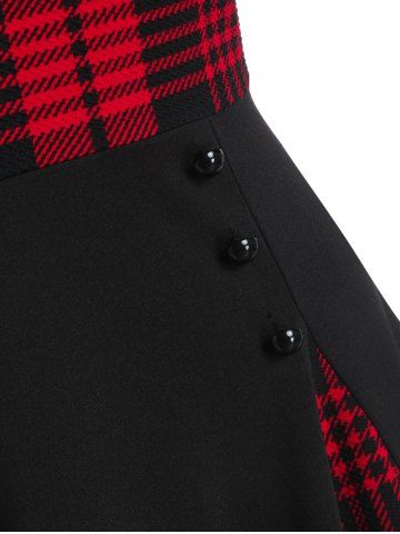 Retro Plaid Fit and Flare Dress, Black