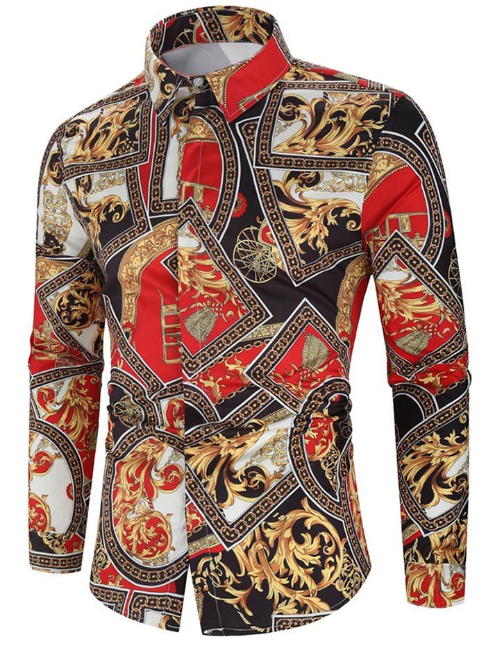 

Baroque Print Long-sleeved Shirt, Black