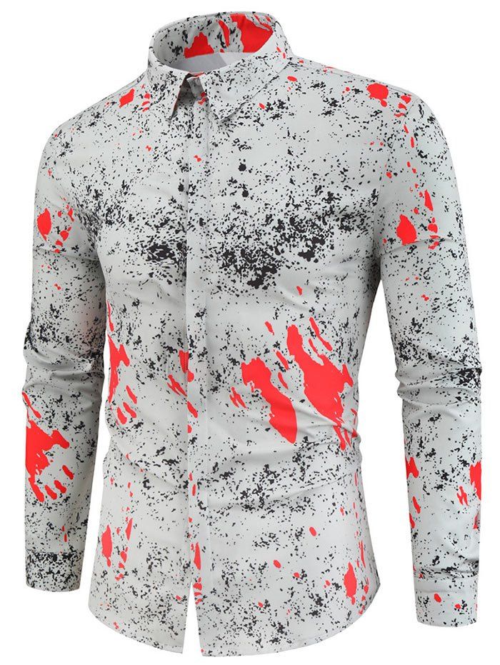 

Blood Painting Print Long-sleeved Shirt, Gray goose