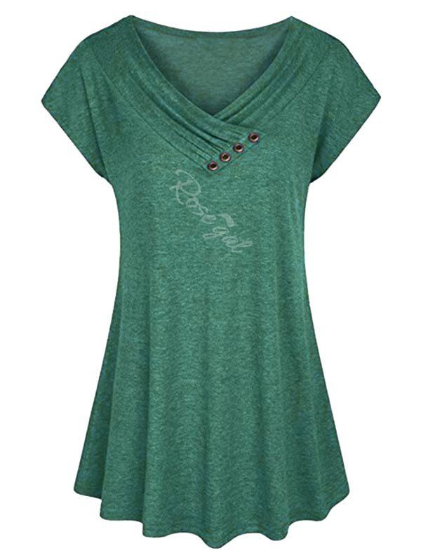 

Plus Size Heathered Shawl Collar T Shirt, Medium forest green