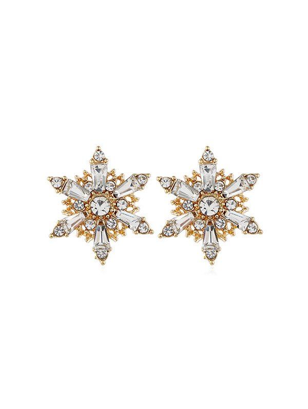 

Snowflake Hollow Rhinestone Stud Earrings, Gold