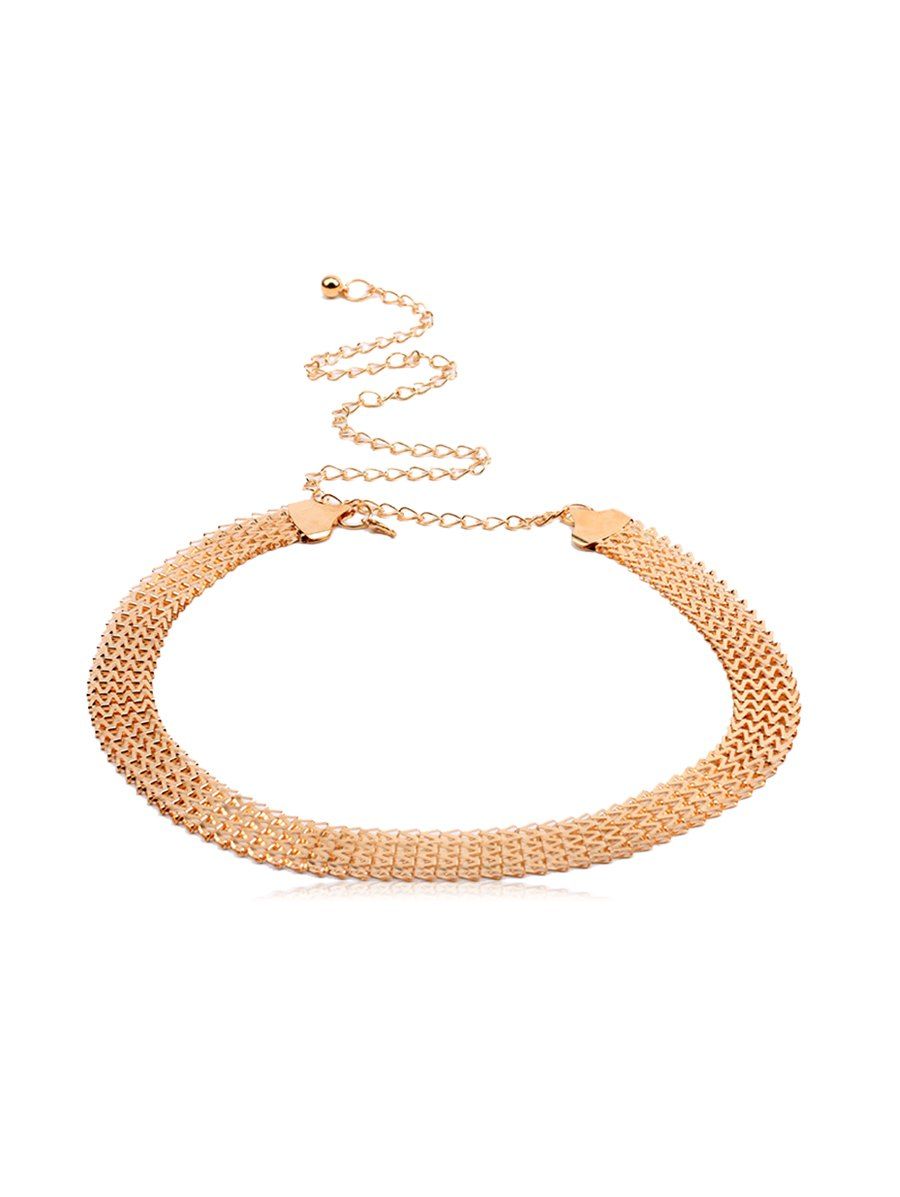 

Brief Zigzag Metal Dress Waist Chain, Gold