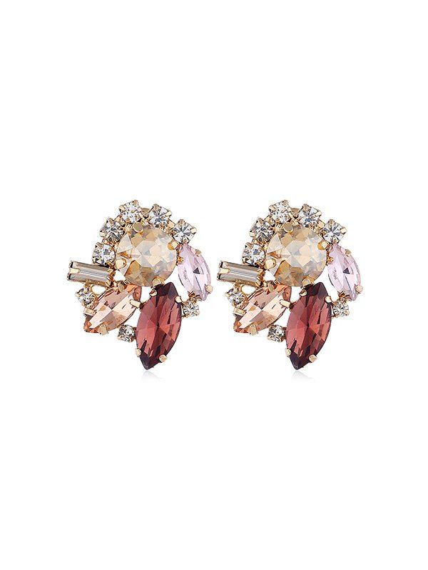 

Floral Colored Rhinestone Stud Earrings, Multi-b