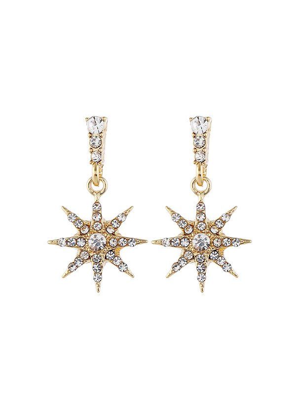 

Rhinestone Star Shape Stud Drop Earrings, Gold