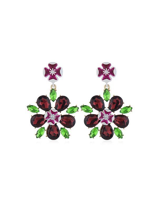 

Flower Rhinestone Stud Drop Earrings, Red