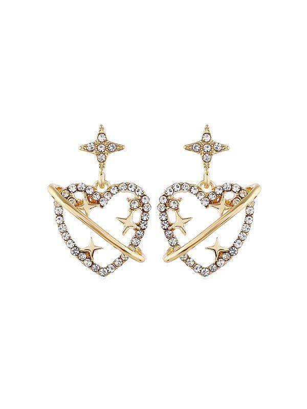 

Valentine Day Hollow Out Heart Drop Earrings, Gold