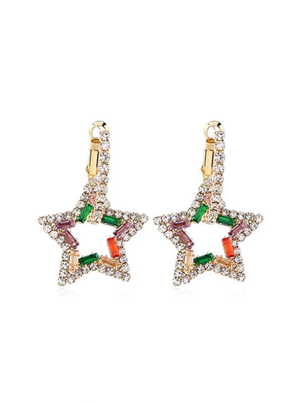 

Rhinestone Star Hoop Earrings, Multi