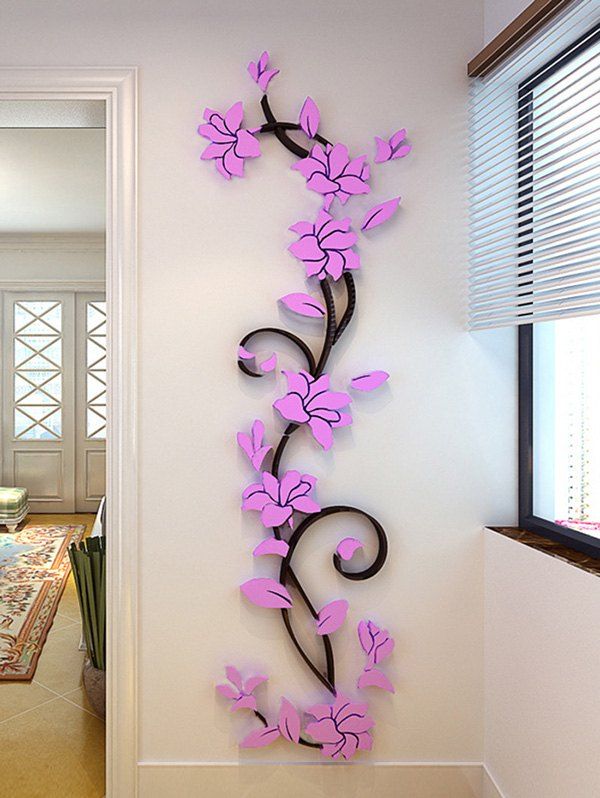 

Flower Vine Pattern Decorative 3D Wall Art Stickers, Tyrian purple