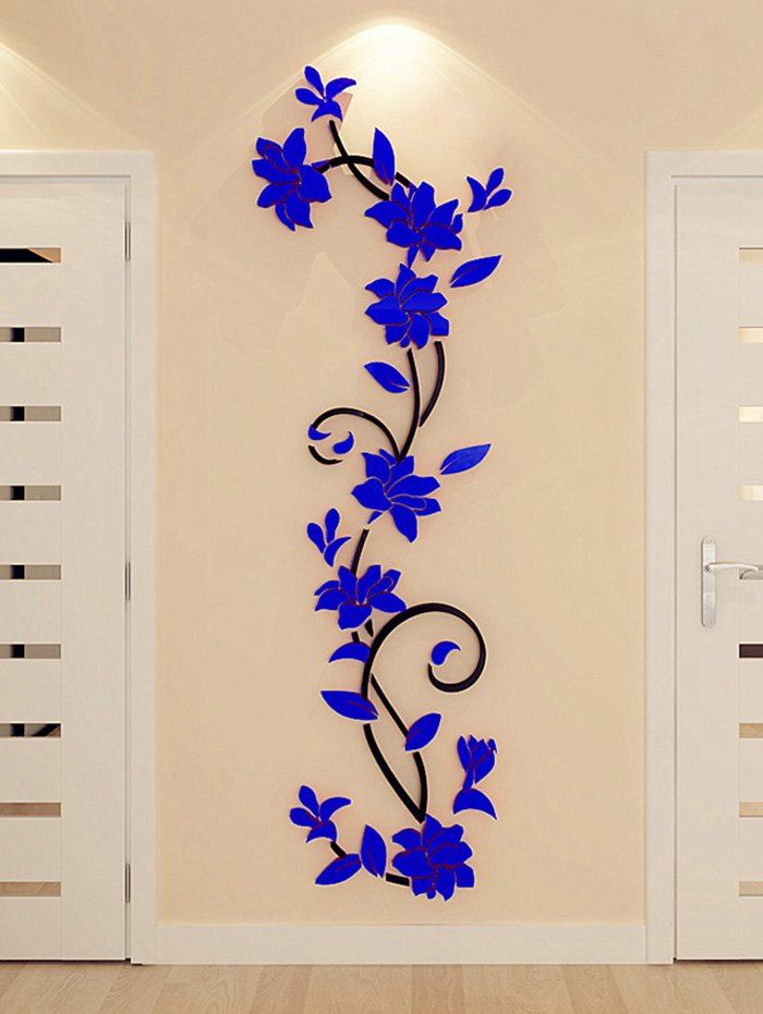 

Flower Vine Pattern Decorative 3D Wall Art Stickers, Blueberry blue