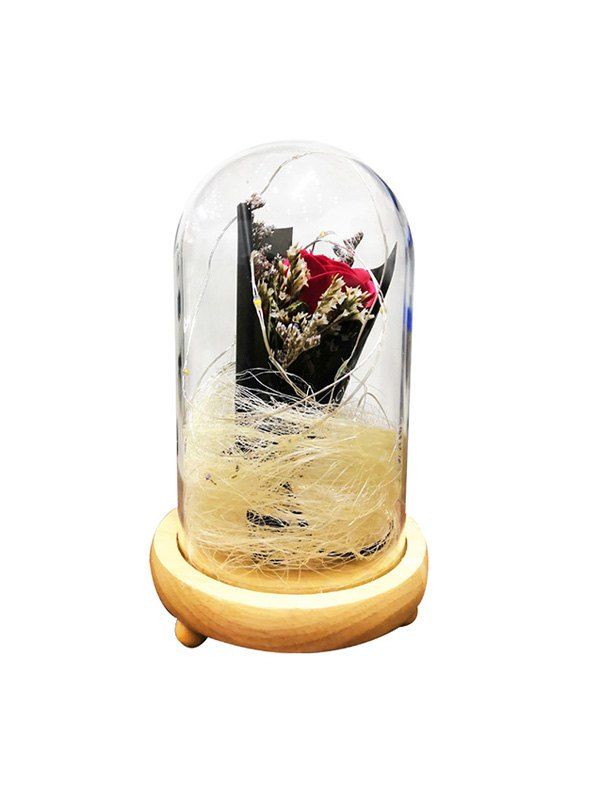 

Valentine Artificial Flower In The Glass with LED String Light, Red