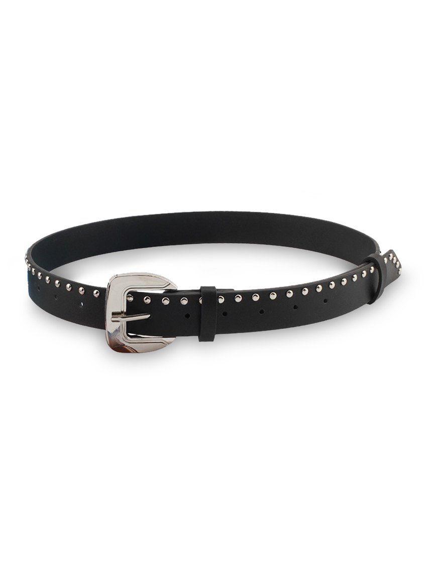 

Rivets Embellished PU Leather Belt, Black