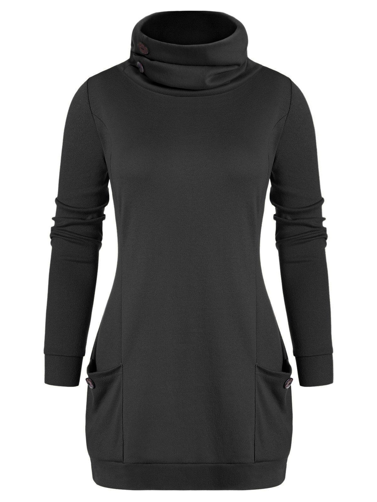 

Cowl Neck Front Pocket Sweatshirt, Black