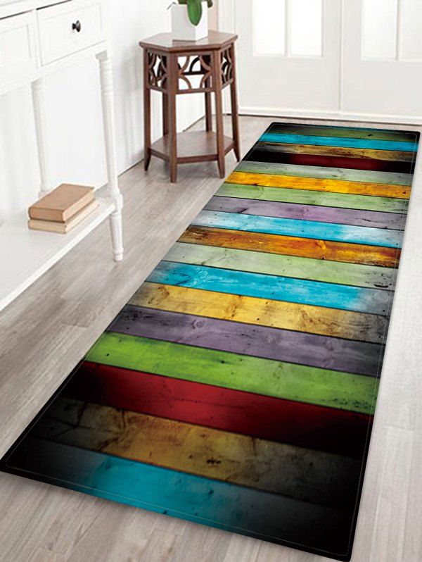 

Colorful Wood Pattern Water Absorption Area Rug, Multi