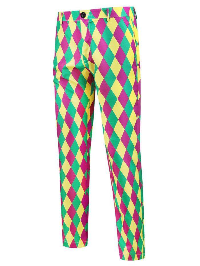 

Colorful Rhombus Pattern Chino Pants, Multi