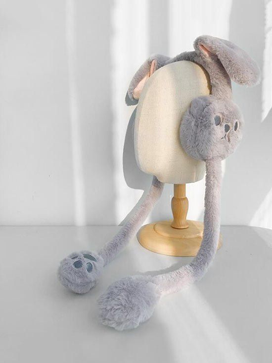 

Faux Fur Turned Up Rabbit Ear Earmuffs, Gray