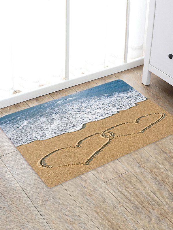 

Beach Valentine Hearts Pattern Water Absorption Area Rug, Multi