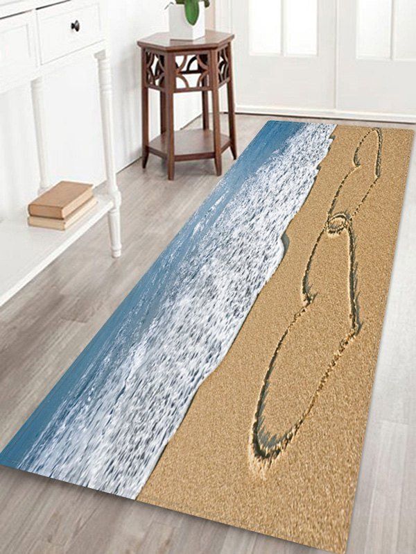 

Beach Valentine Hearts Pattern Water Absorption Area Rug, Multi