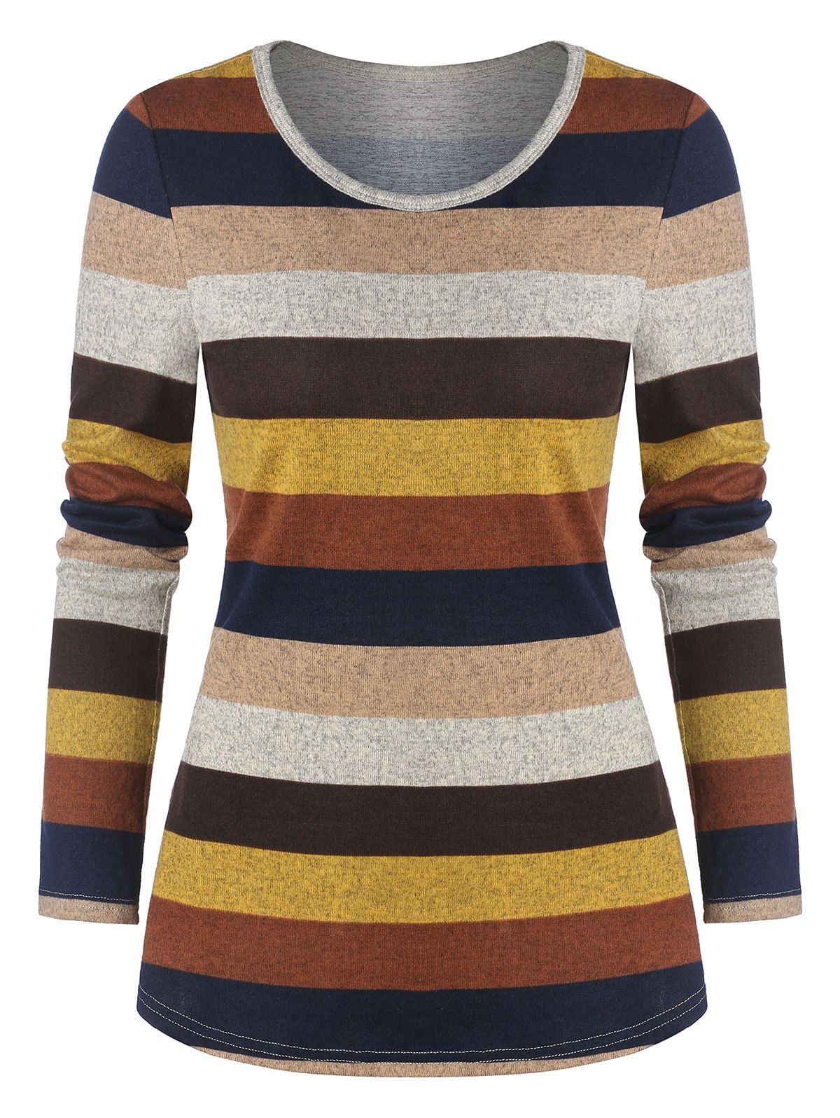 

Long Sleeve Colorful Striped Print T-shirt, Multi-a