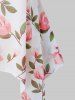 Plus Size Lace Floral Print Cami Tank Top Set -  