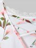 Plus Size Lace Floral Print Cami Tank Top Set -  