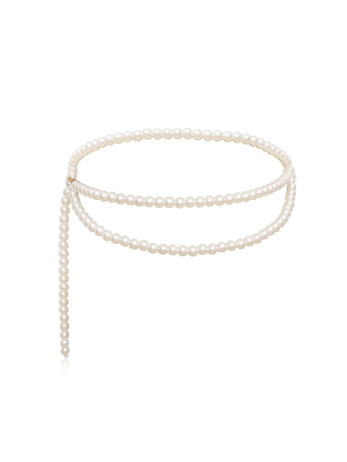 

Faux Pearl Layered Waist Chain, White