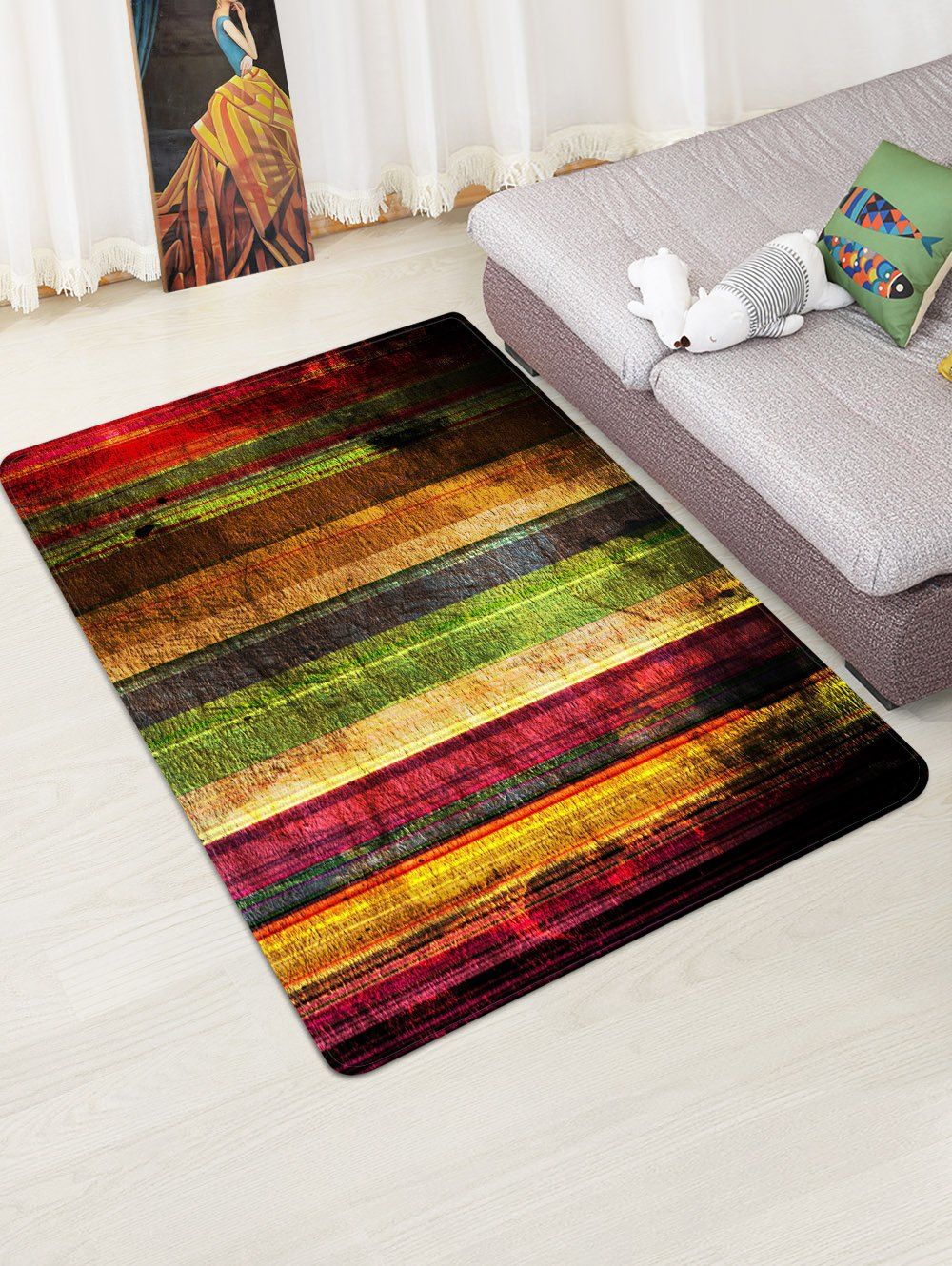 

Wooden Pattern Printing Floor Rug, Multi