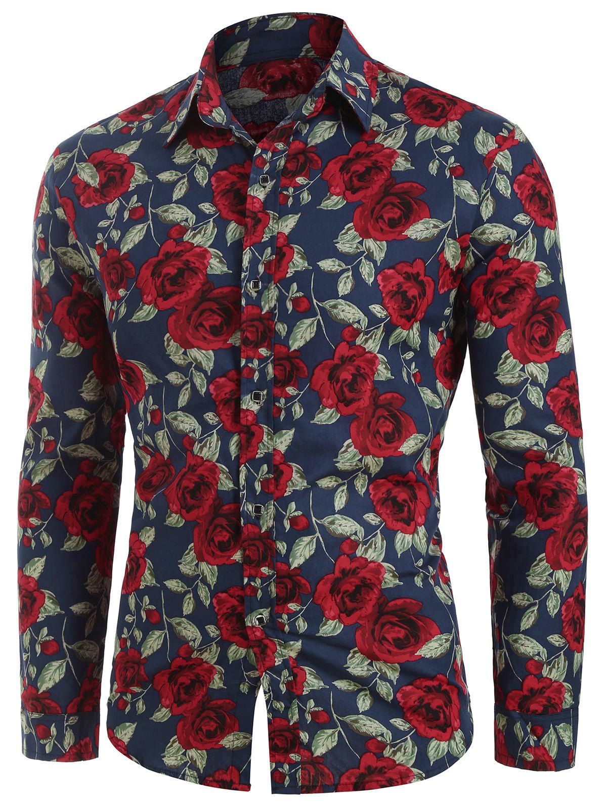 

Flora Print Button Up Lounge Shirt, Cadetblue