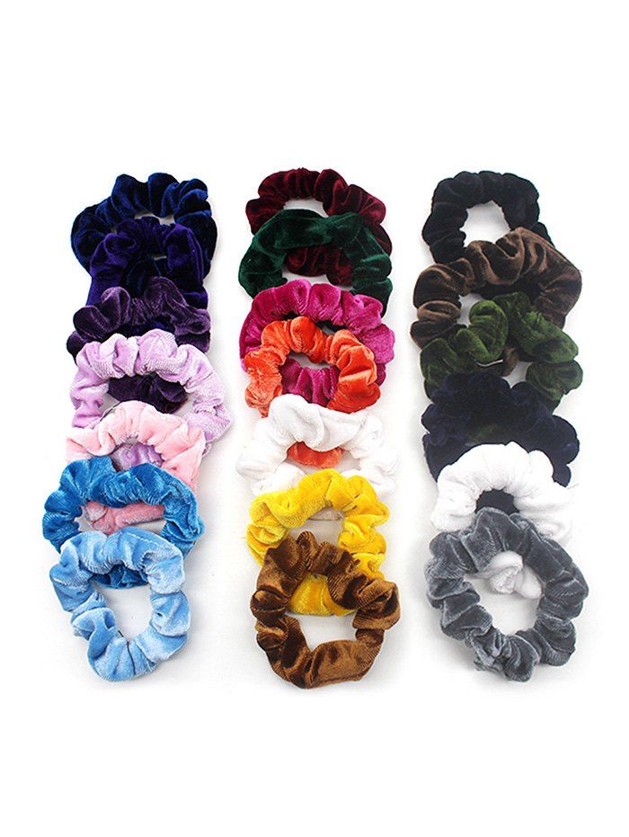 

20Pcs Velour Fabric Elastic Scrunchies Set, Multi-a