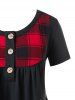 Plus Size Bowknot Plaid Henley T Shirt -  