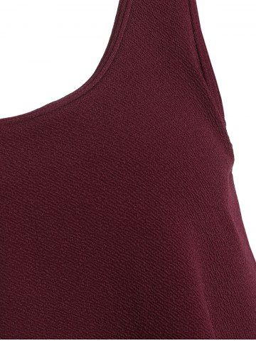 

Textured Flounce Ruched Tankini Swimsuit, Red wine