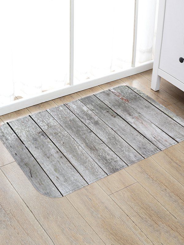 

Wood Grain Print Decorative Floor Mat, Platinum