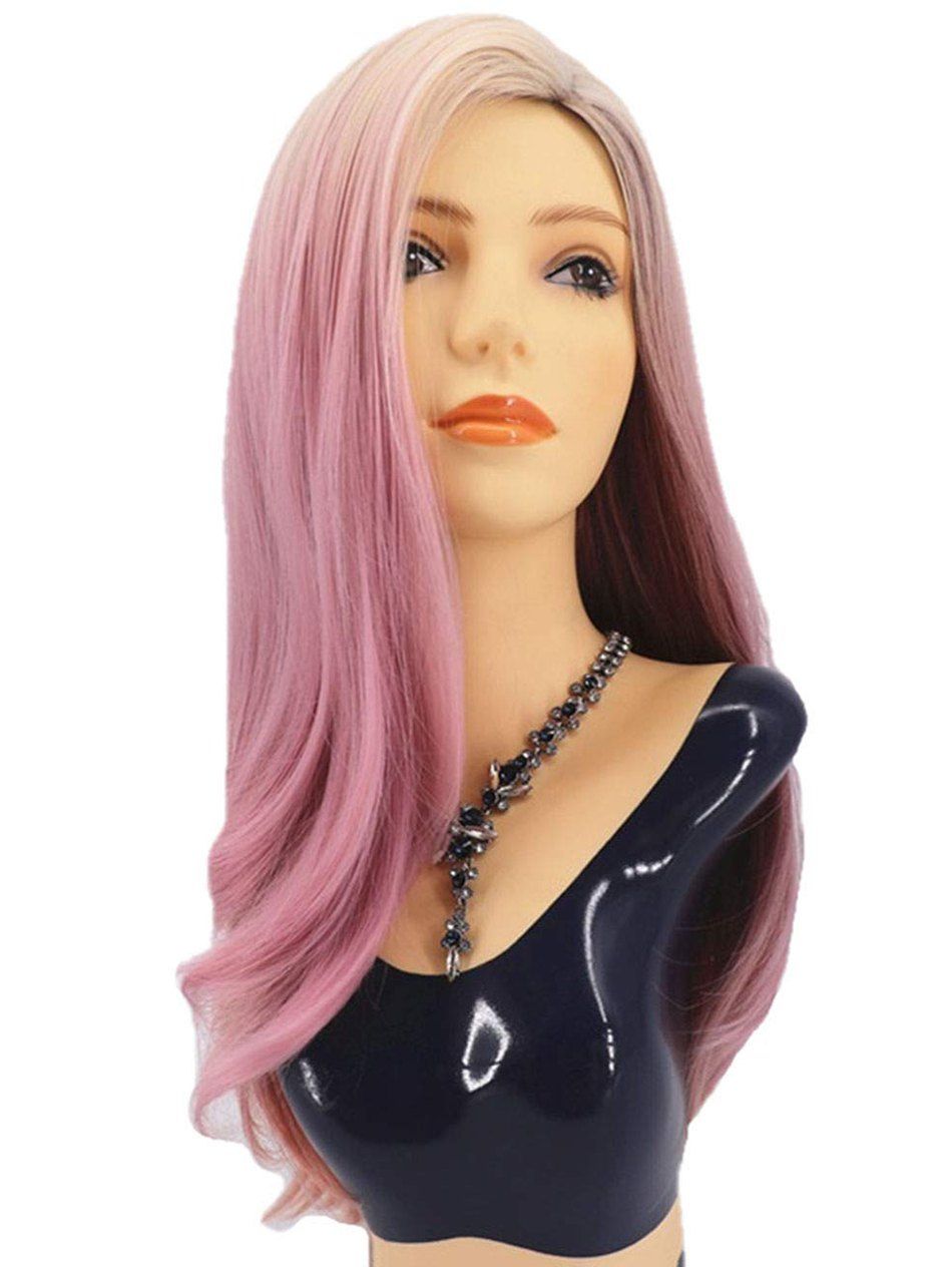 

Long Side Parting Straight Colormix Party Synthetic Wig, Blush red