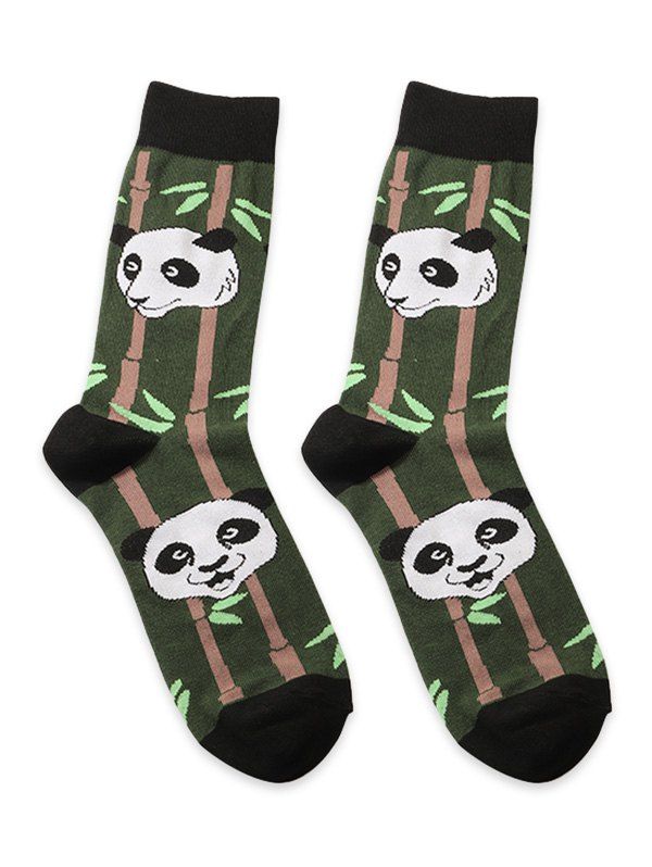 

Cartoon Panda Bamboo Print Cotton Short Socks, Black