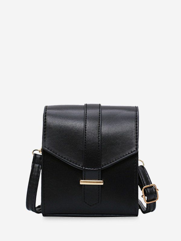 

PU Leather Square Flap Crossbody Bag, Black