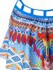 Tribal Print Criss-cross Pointed Hem Tankini Swimsuit -  