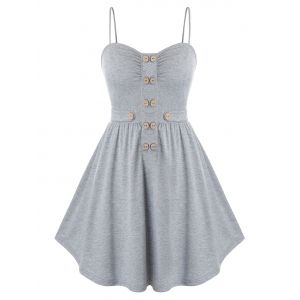 

Plus Size Mock Button Embellished Cami Tank Top, Battleship gray