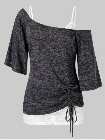 Lace | Plus | Size | Dye | Tee | Set | Top