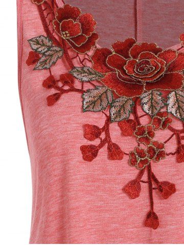 Plus Size Floral Applique Longline Tank Top